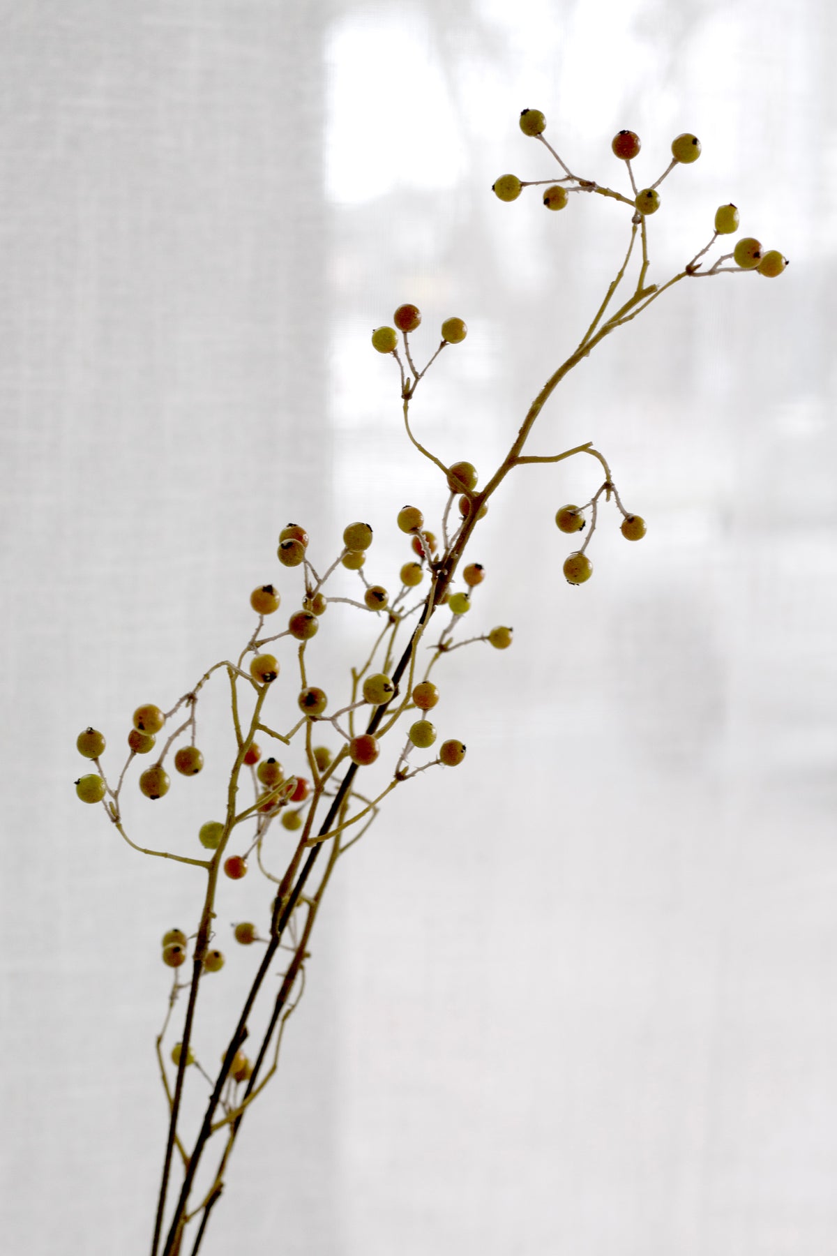 Long Berry Branch, Green & Brown 94cm Faux Stem