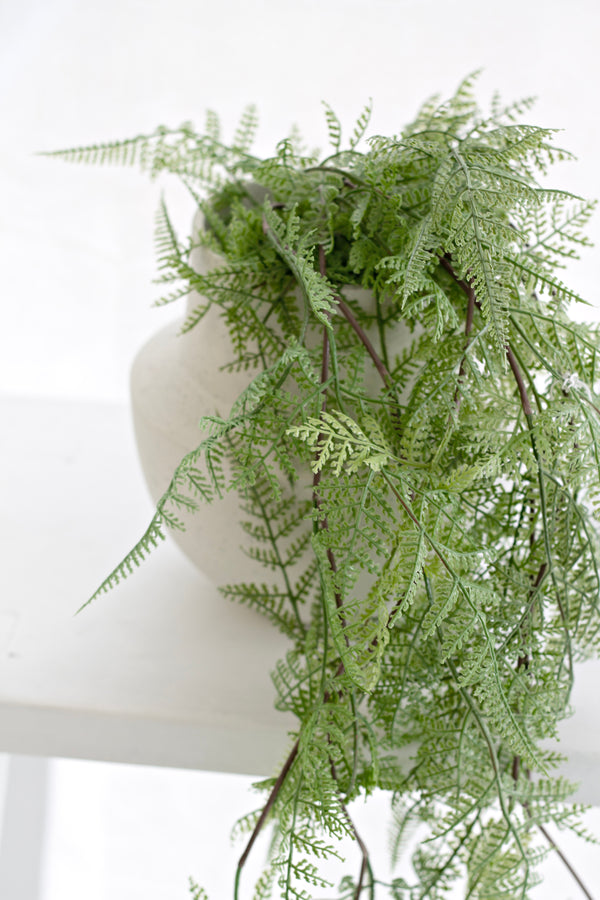 Potted Hanging Fern – Lifelike Cascading Greenery for Easy Styling