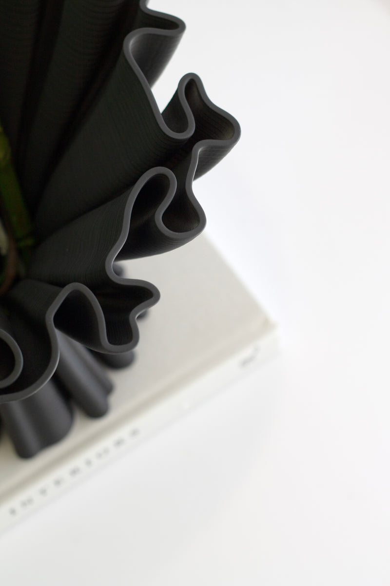 Cleo 3D Printed Compote Vase | Sculptural White & Black Vase