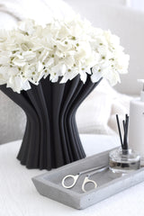 Cleo 3D Printed Compote Vase | Sculptural White & Black Vase