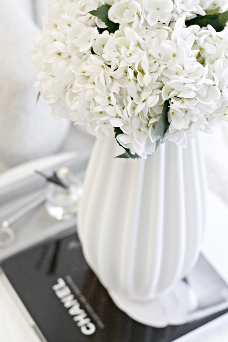 Juliette Hydrangea – White | 46cm Artificial Stem with Full Bloom