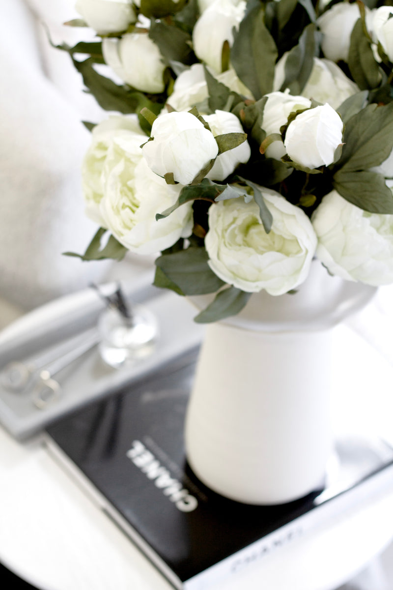 Vintage Peony Stem – 55cm Artificial Flower in White or Blush