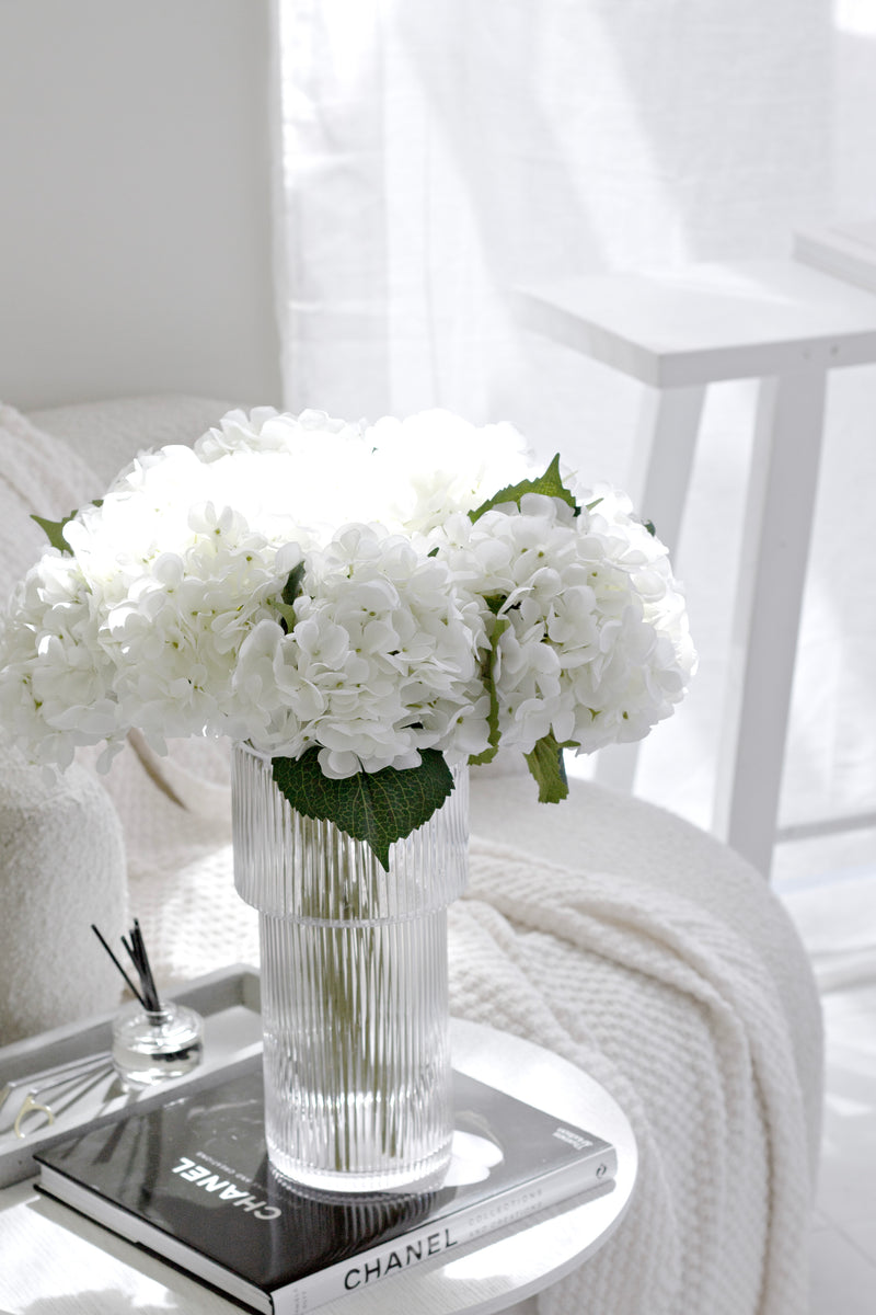 Vintage Artificial Hydrangea Stem – White Hortensia 45cm