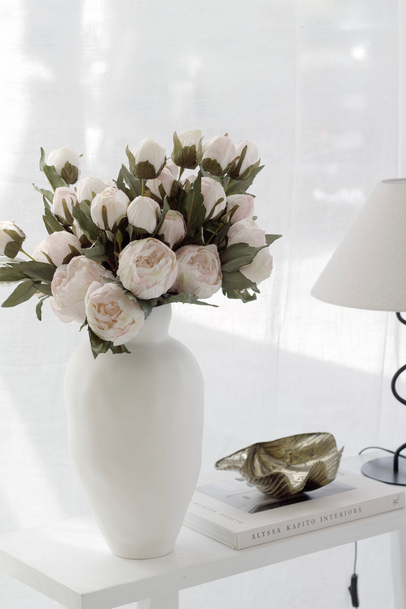 Vintage Peony Stem – 55cm Artificial Flower in White or Blush