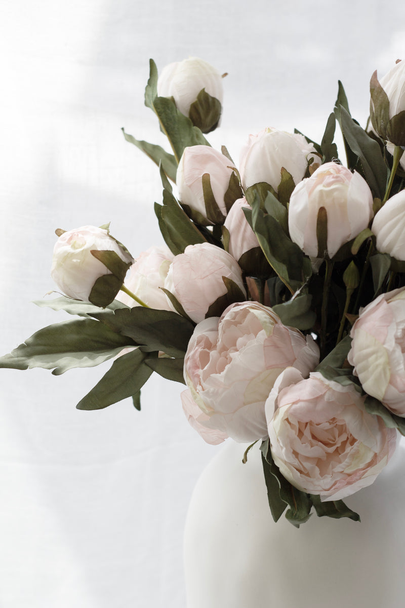 Vintage Peony Stem – 55cm Artificial Flower in White or Blush