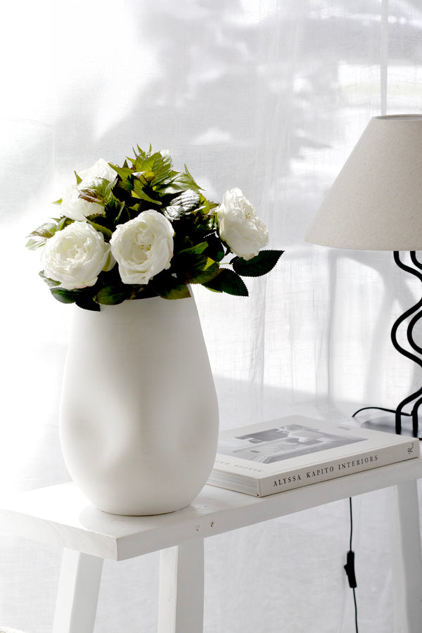 Node Ceramic Vase – Sculptural White Artisan Vessel 38cm