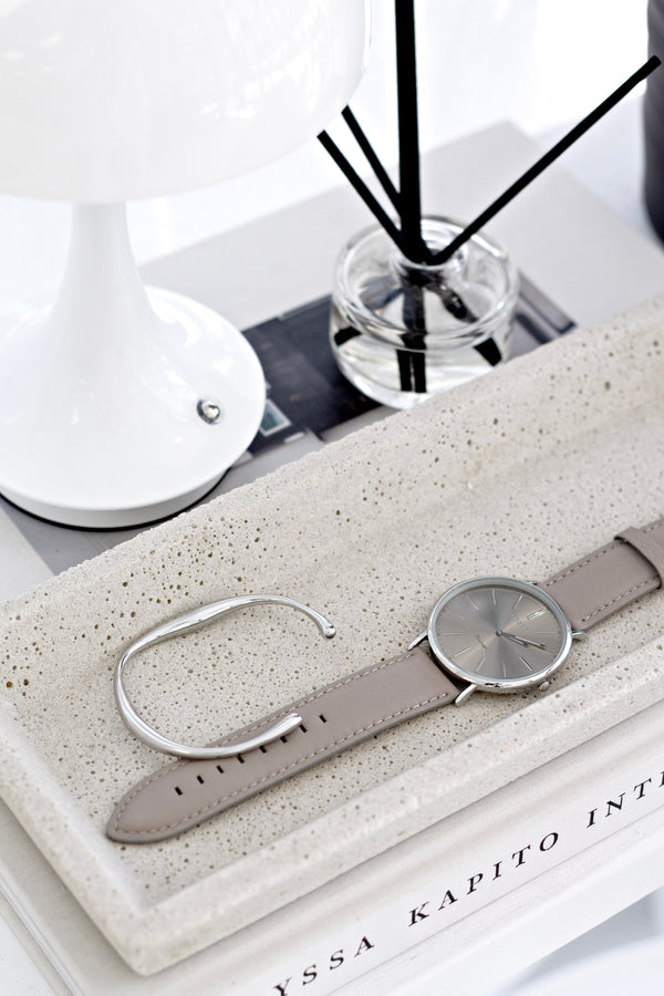 Taupe / Stainless Watch by Oozoo - Leather Strap
