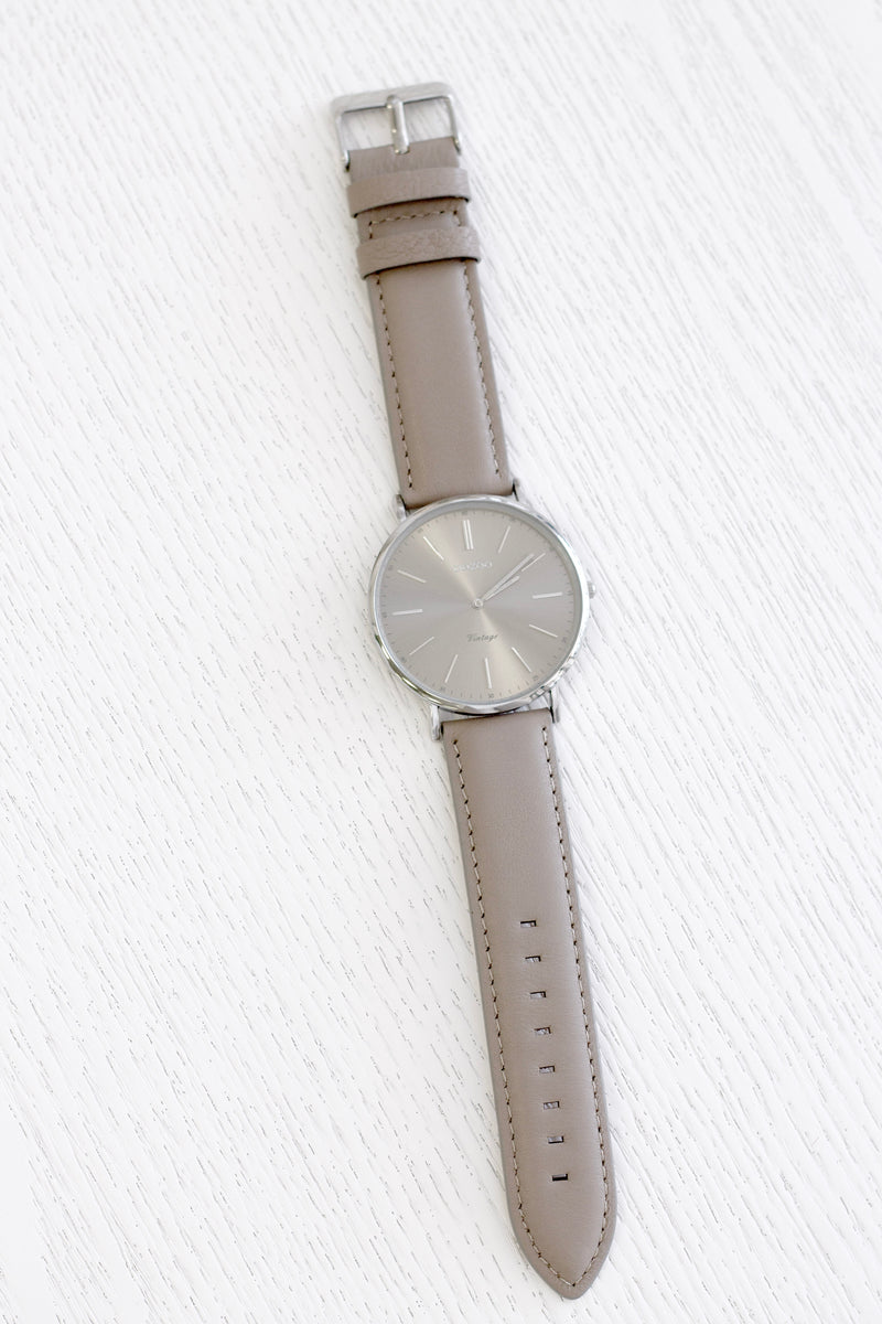 Taupe / Stainless Watch by Oozoo - Leather Strap