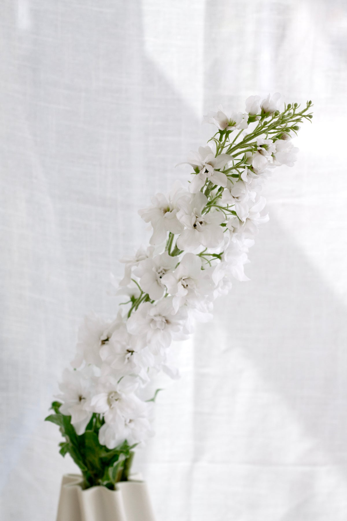 Delphinium Spray, White 109cm Faux Flower