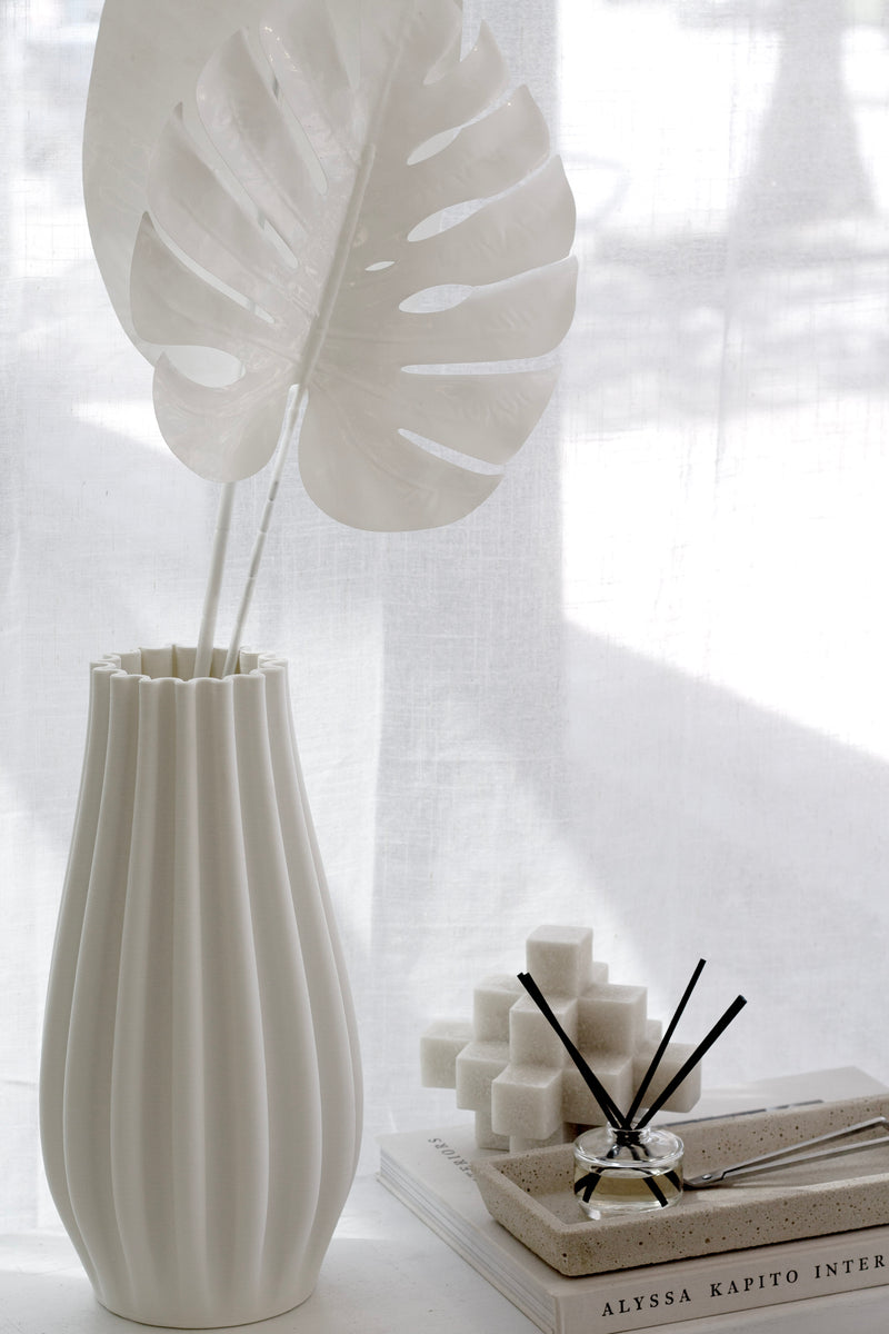 Split Philo Leaf Faux Stem – White / Pewter 74cm