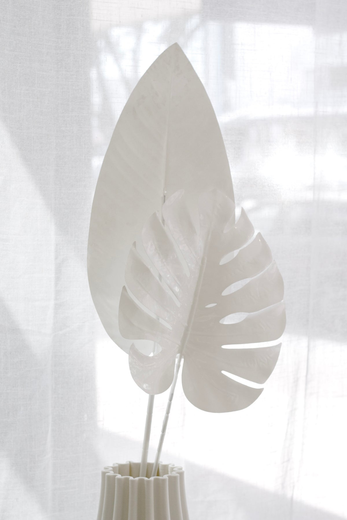 Split Philo Leaf, White or Pewter 74cm Faux Stem