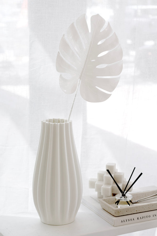 Split Philo Leaf Faux Stem – White / Pewter 74cm
