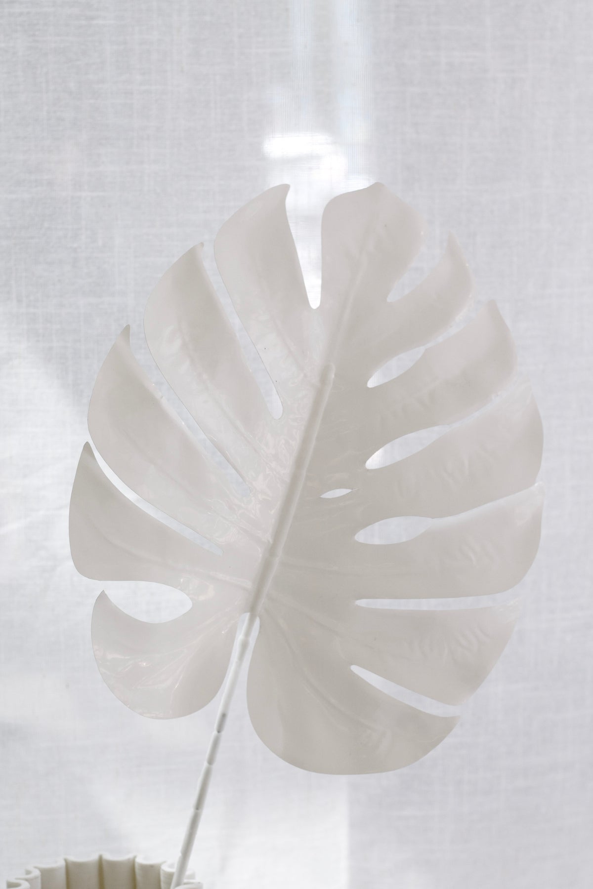 Split Philo Leaf, White or Pewter 74cm Faux Stem