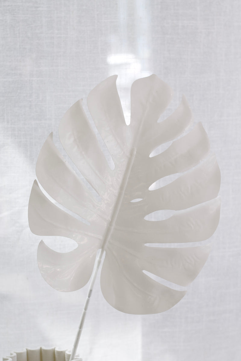 Split Philo Leaf Faux Stem – White / Pewter 74cm