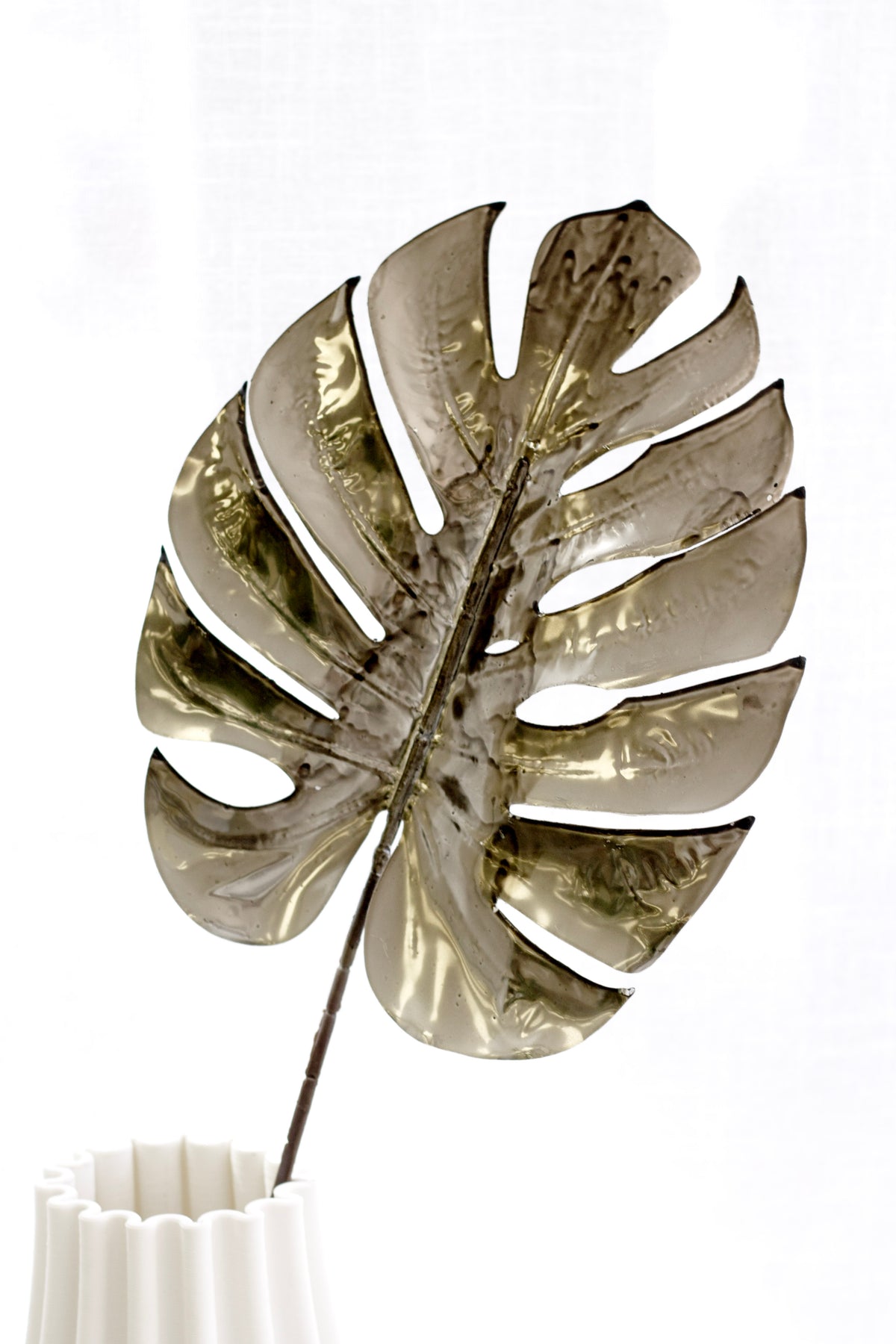Split Philo Leaf, White or Pewter 74cm Faux Stem