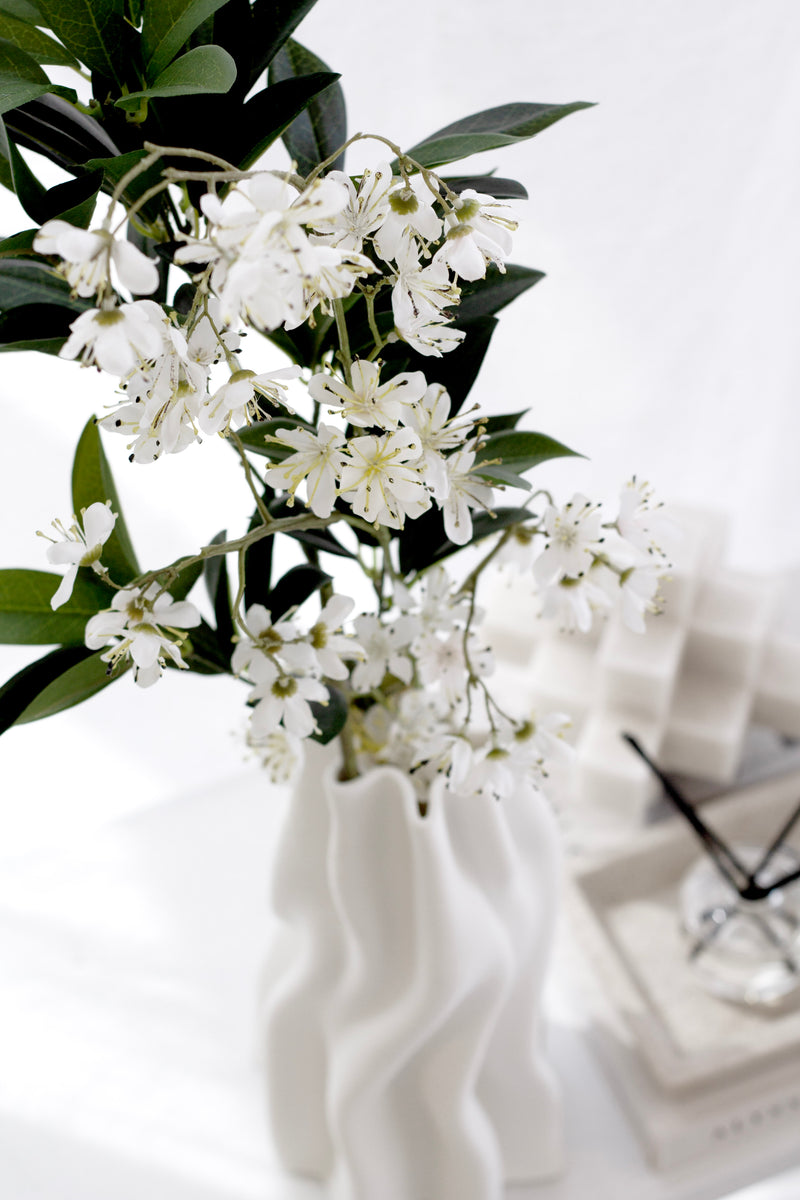 Hawthorn Blossom Spray – Tall White Artificial Stem