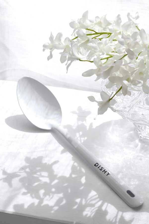 Dishy Enamel Serving Spoon White 30cm – Durable Kitchen & Tableware