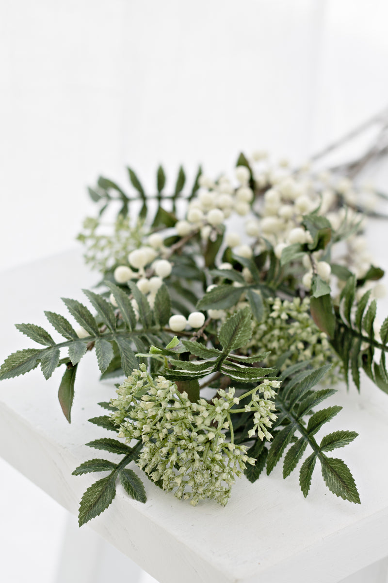 Artificial White Cranberry Spray – 61cm Decorative Floral Stem