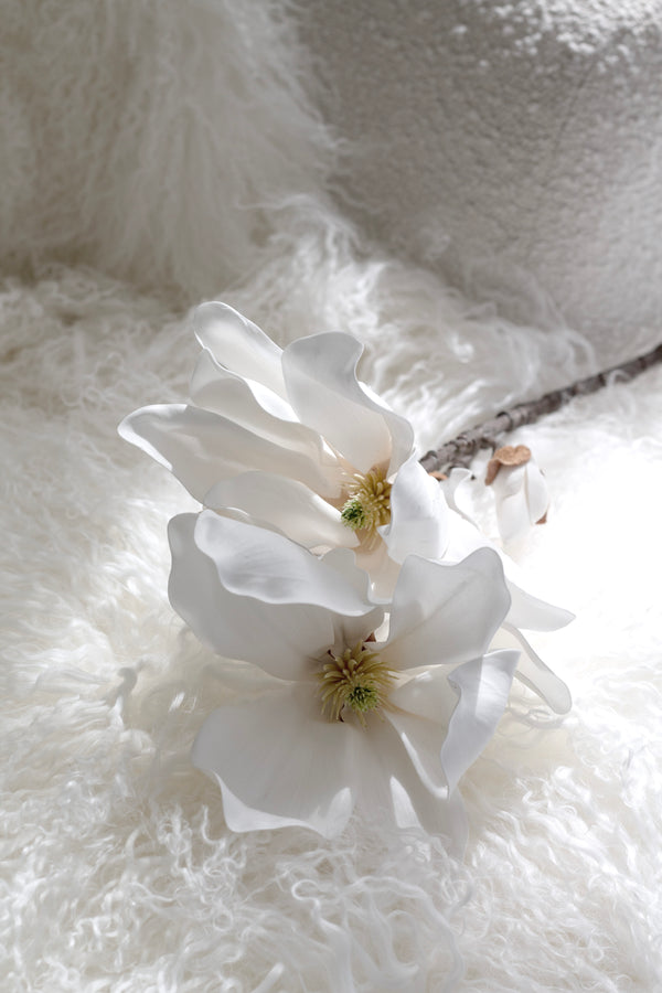 Fairy Magnolia Stem – 78cm White Faux Flower with Large Petals
