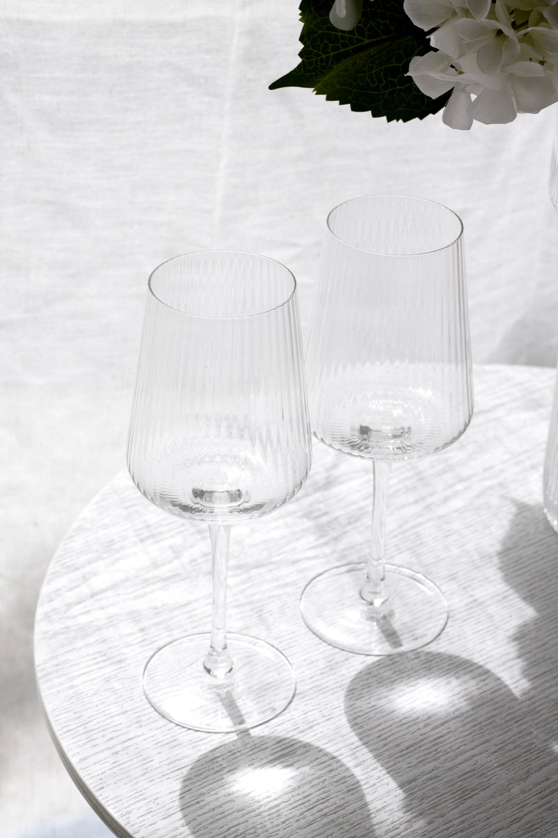 Amalfi Wine Glasses from Papier HQ (Set of 2) — Fluted, Slim Stem