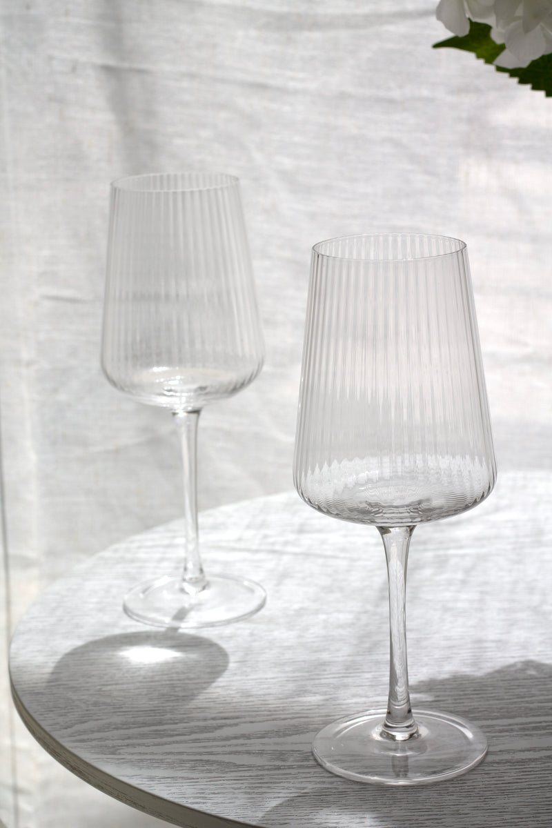Amalfi Wine Glasses from Papier HQ (Set of 2) — Fluted, Slim Stem