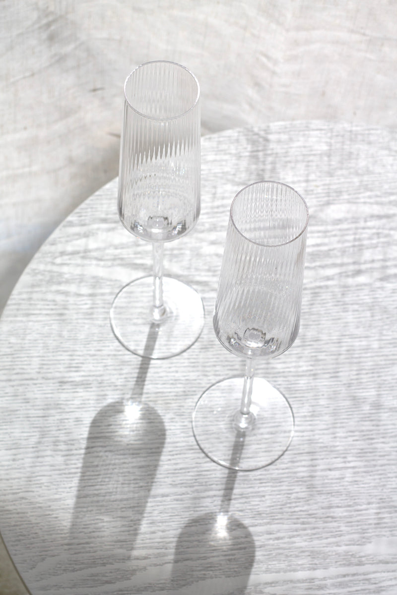 Amalfi Champagne Glasses (Set of 2) by Papier HQ — Fluted Slim-Stem