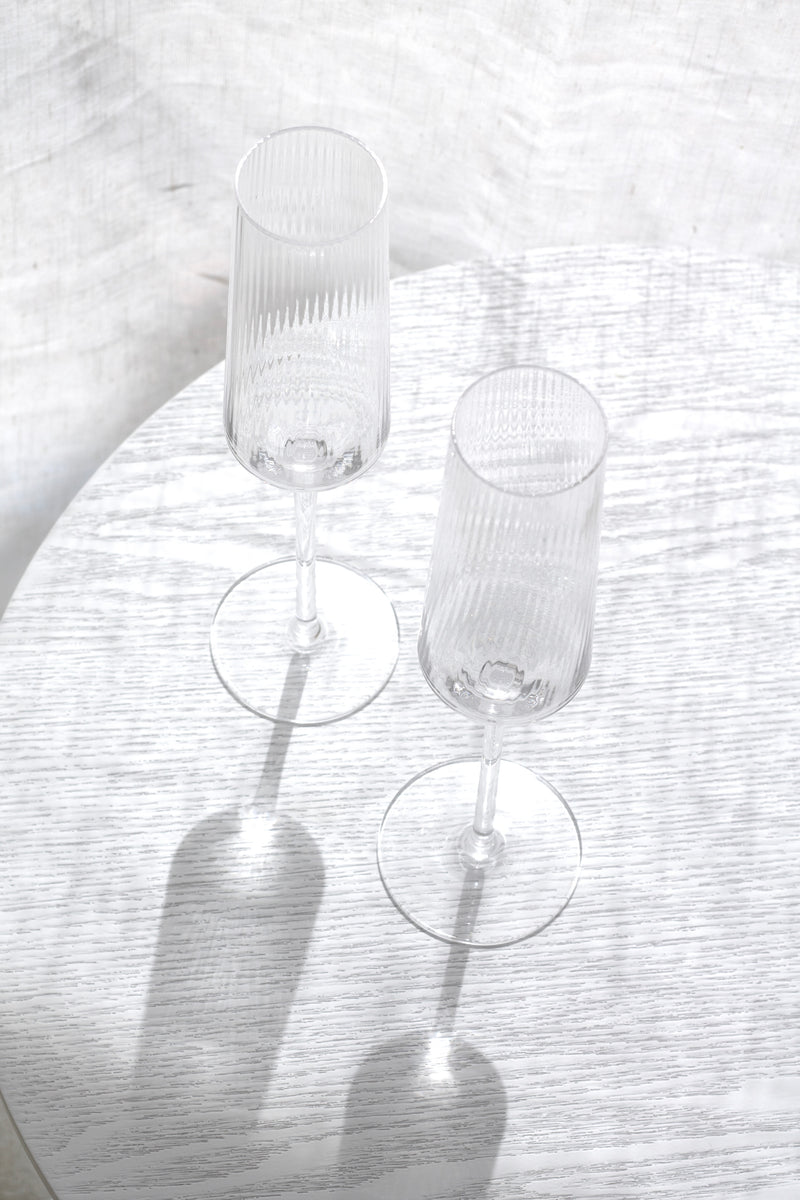Amalfi Champagne Glasses (Set of 2) by Papier HQ — Fluted Slim-Stem