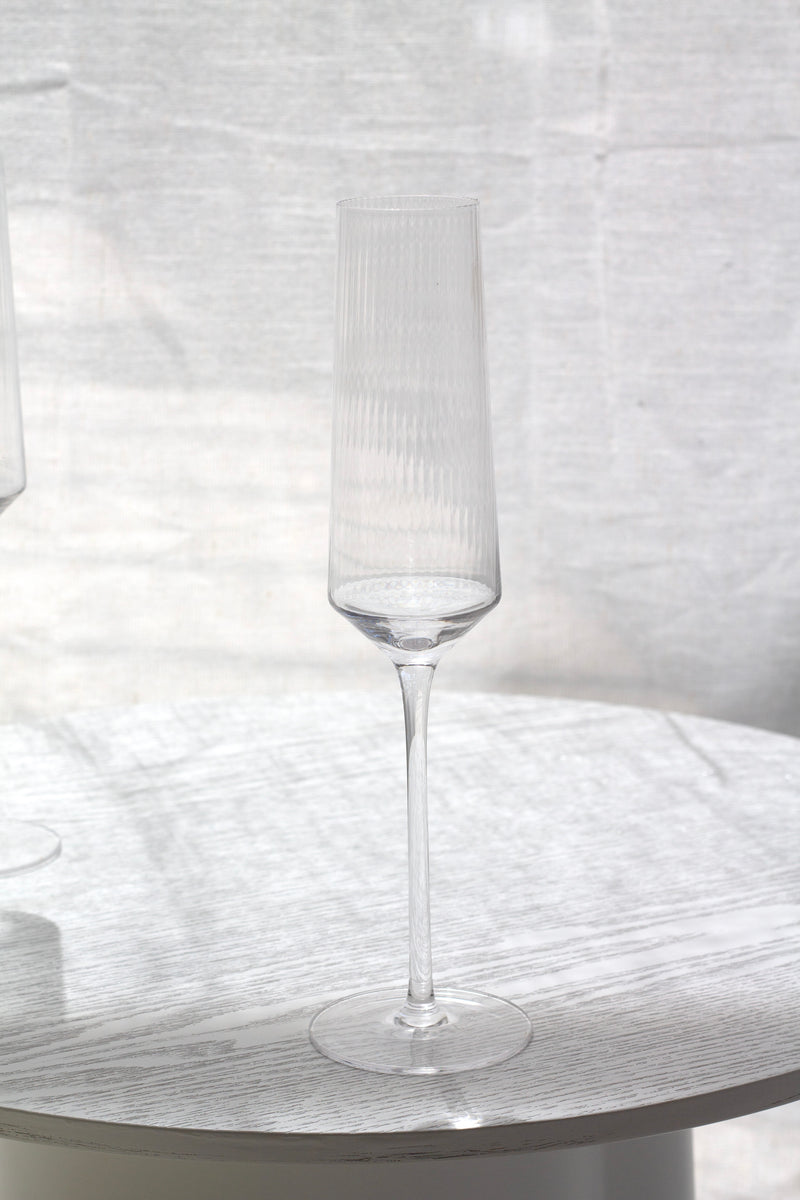 Amalfi Champagne Glasses (Set of 2) by Papier HQ — Fluted Slim-Stem