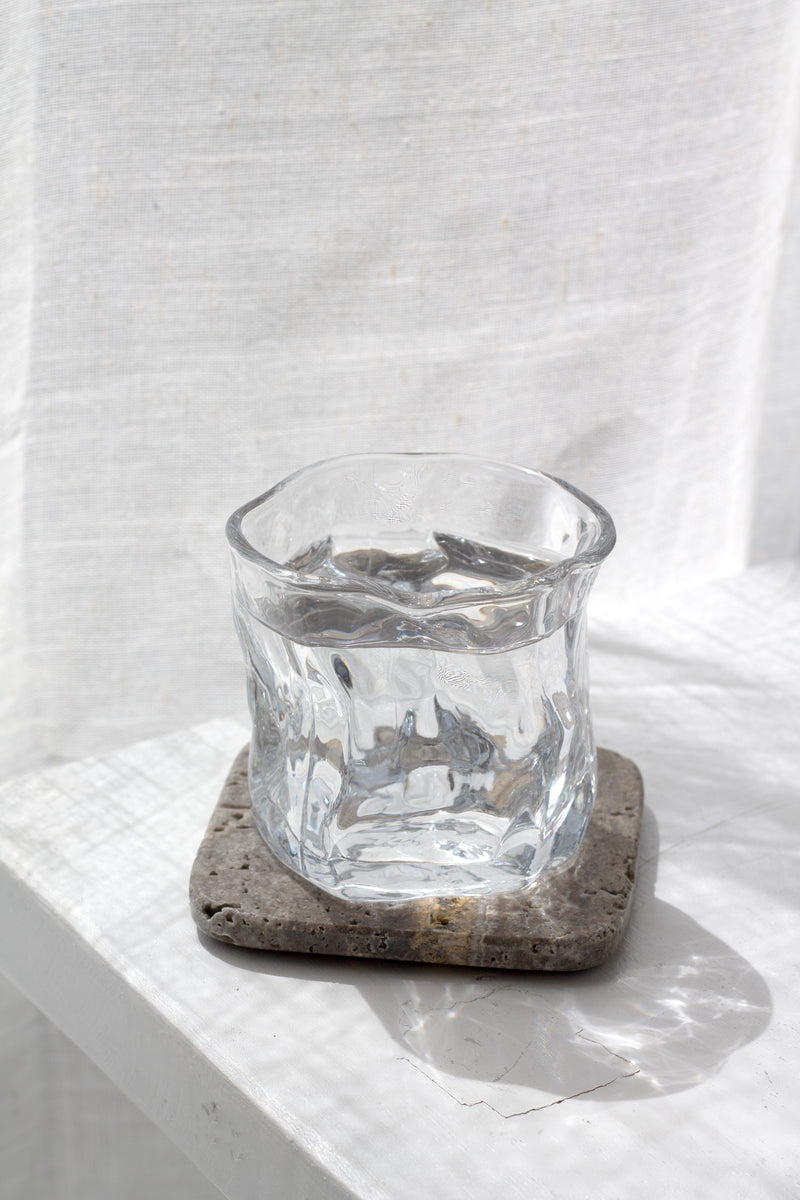 Stone Coasters – Natural Travertine & Dark Marble Set of 4 by Ned Collections