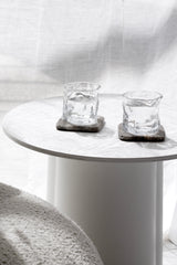Stone Coasters – Natural Travertine & Dark Marble Set of 4 by Ned Collections