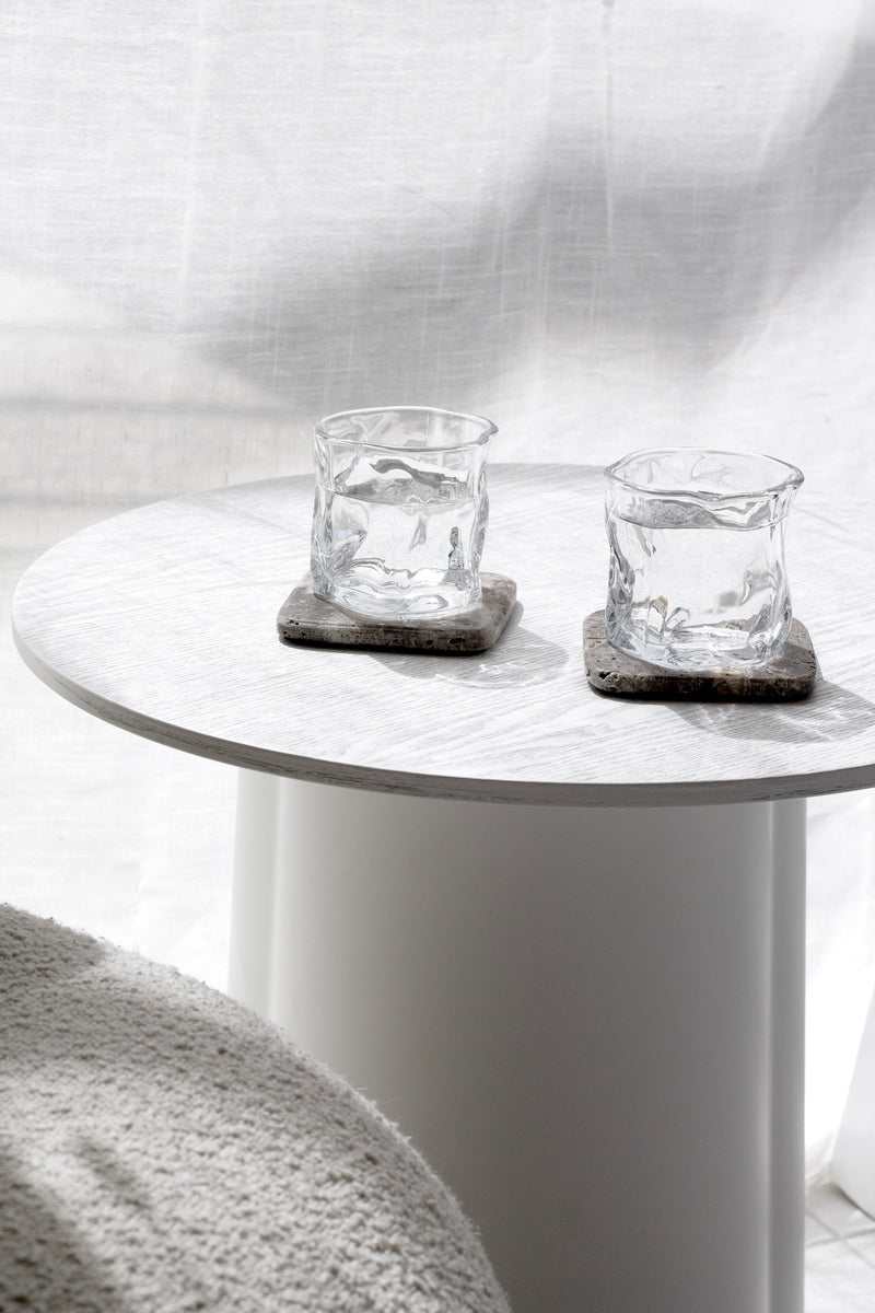 Stone Coasters – Natural Travertine & Dark Marble Set of 4 by Ned Collections