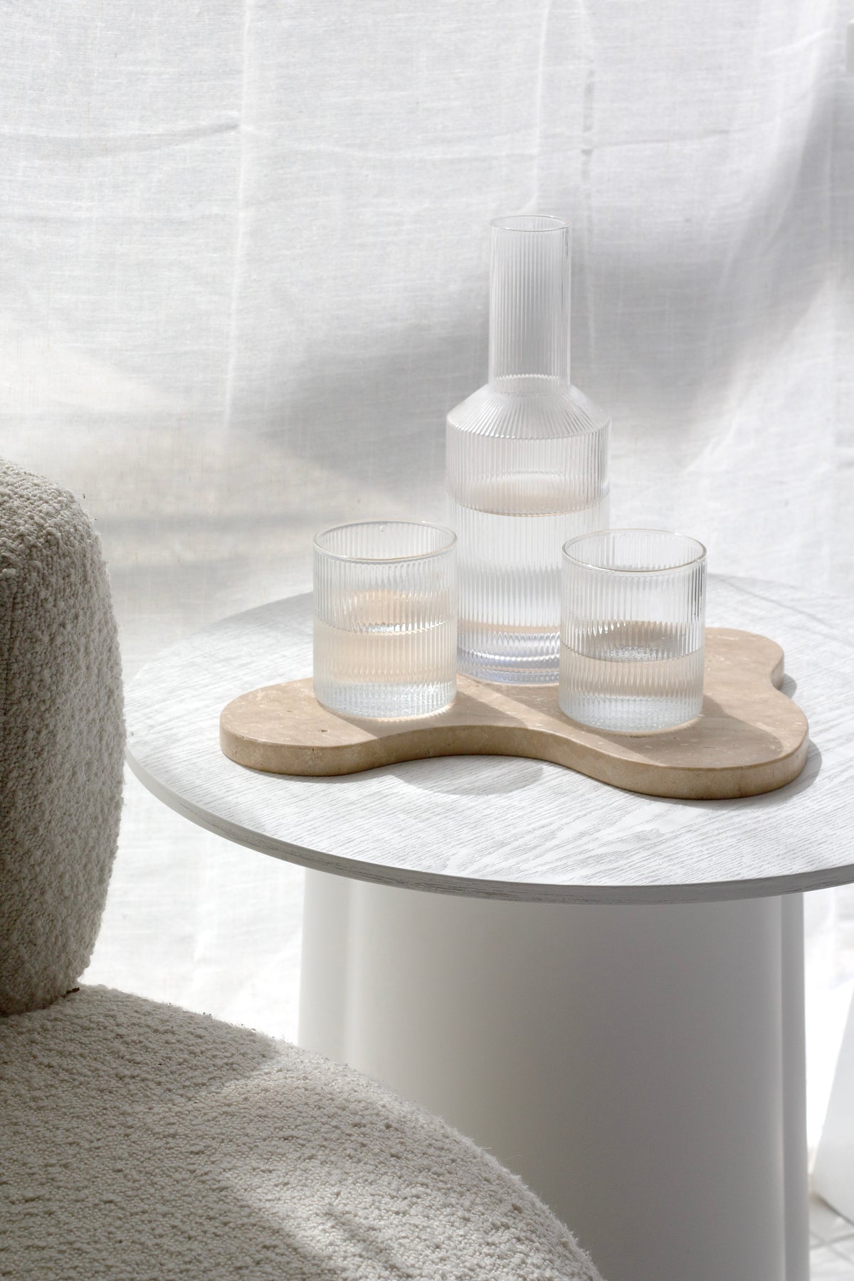 Isobel Travertine Tray – Sculptural Stone Decor