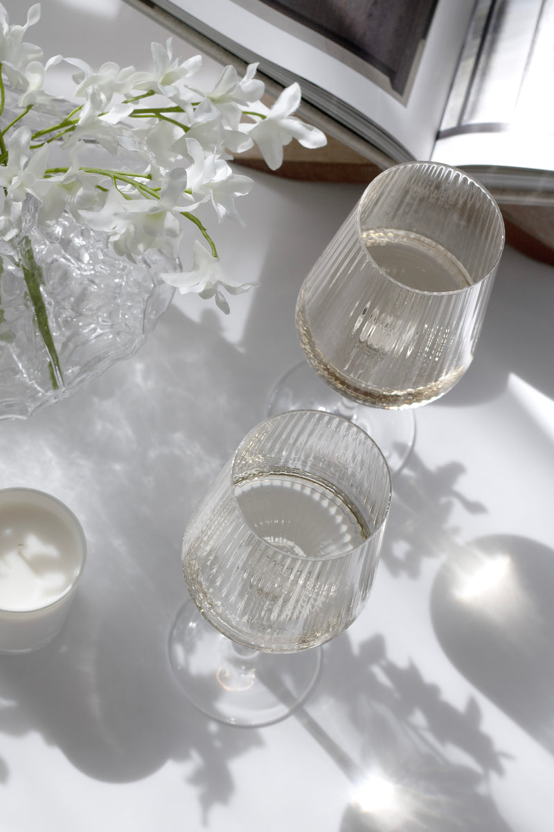 Amalfi Wine Glasses from Papier HQ (Set of 2) — Fluted, Slim Stem