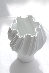 3D Printed Ceramic Vase – White Sculptural Pleated Porcelain Vase