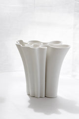 3D Printed Cohen Sculptural Vase – White Porcelain 22cm