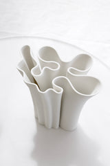 3D Printed Cohen Sculptural Vase – White Porcelain 22cm