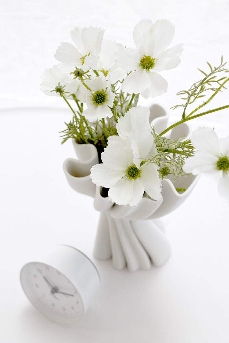 3D Printed Cooper Sculptural Vase – Black or White Porcelain