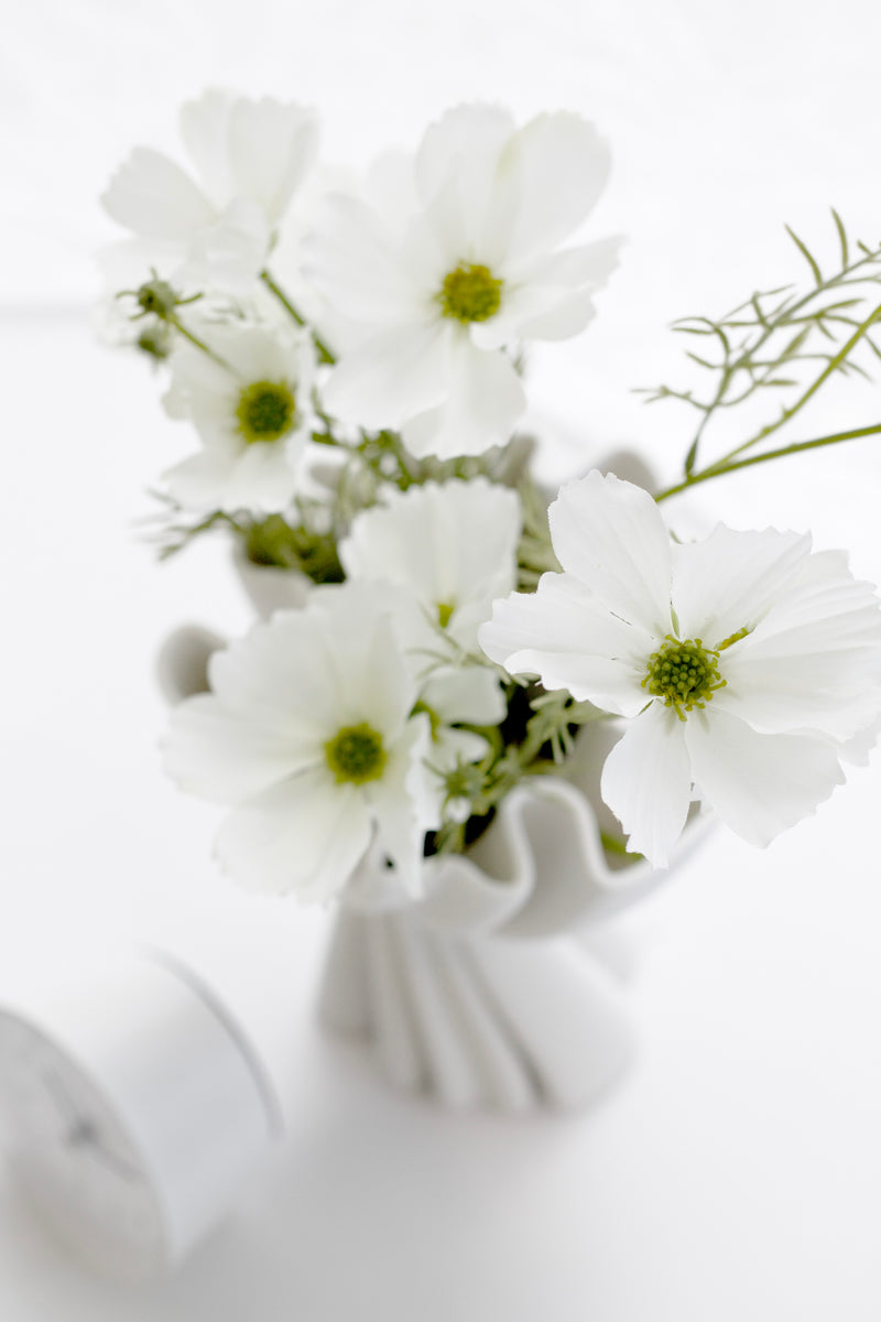 White Faux Cosmos Spray 51cm – Artificial Flower Stem