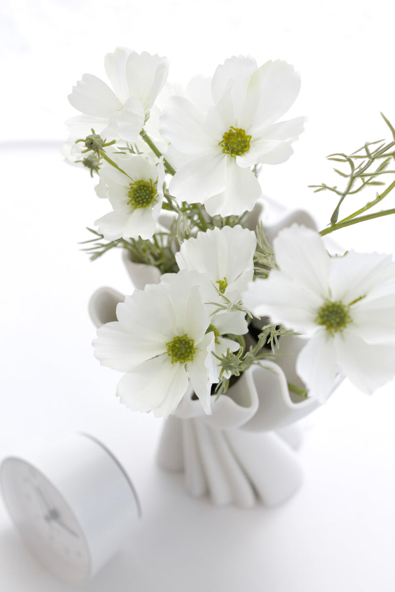 White Faux Cosmos Spray 51cm – Artificial Flower Stem