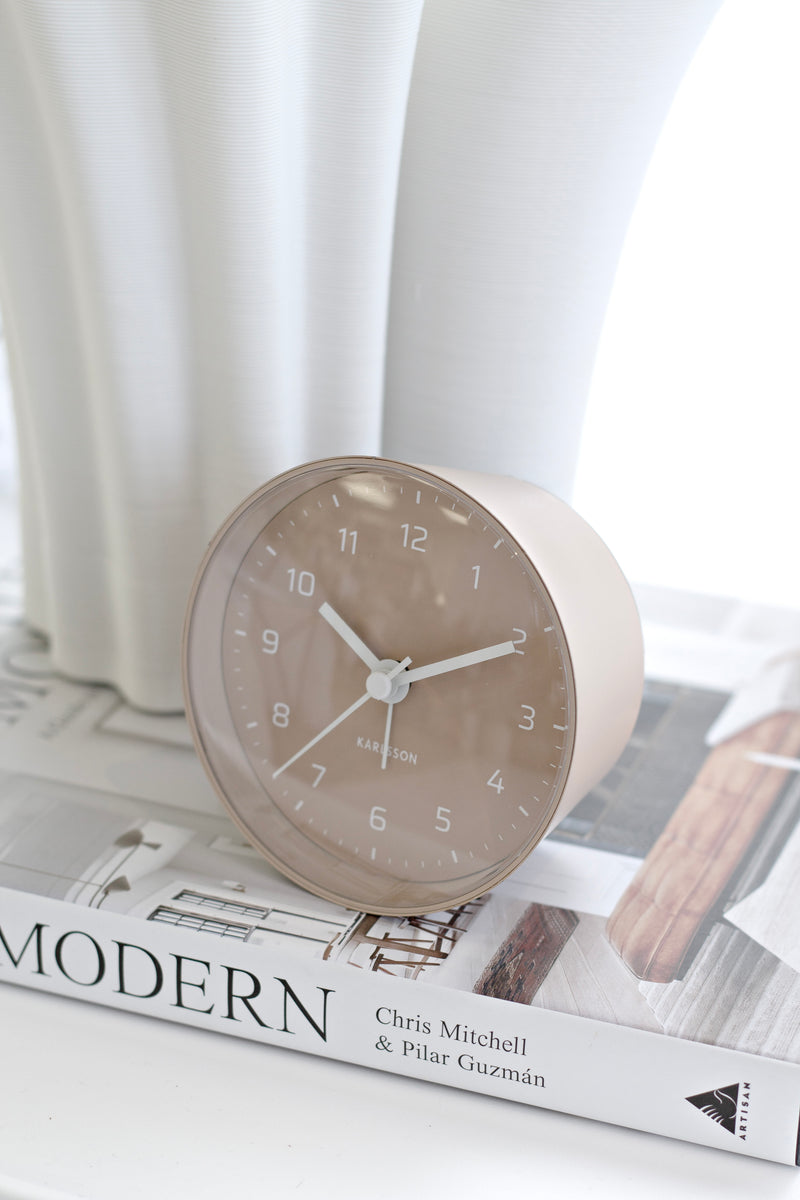 Karlsson Cone Alarm Clock — Sand Brown, Silent Sweep, 12cm Iron Body