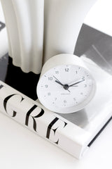 Karlsson Cone Alarm Clock — Silent Sweep, White Iron, 10cm, AA Powered