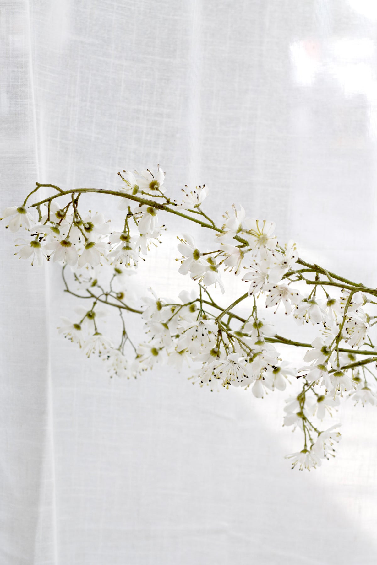 Hawthorn Blossom Spray, White Tall Faux Stem