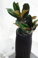 Rocco Black 3D Printed Ceramic Vase – Ribbed Modern Sculptural Vase in Small/Large Sizes