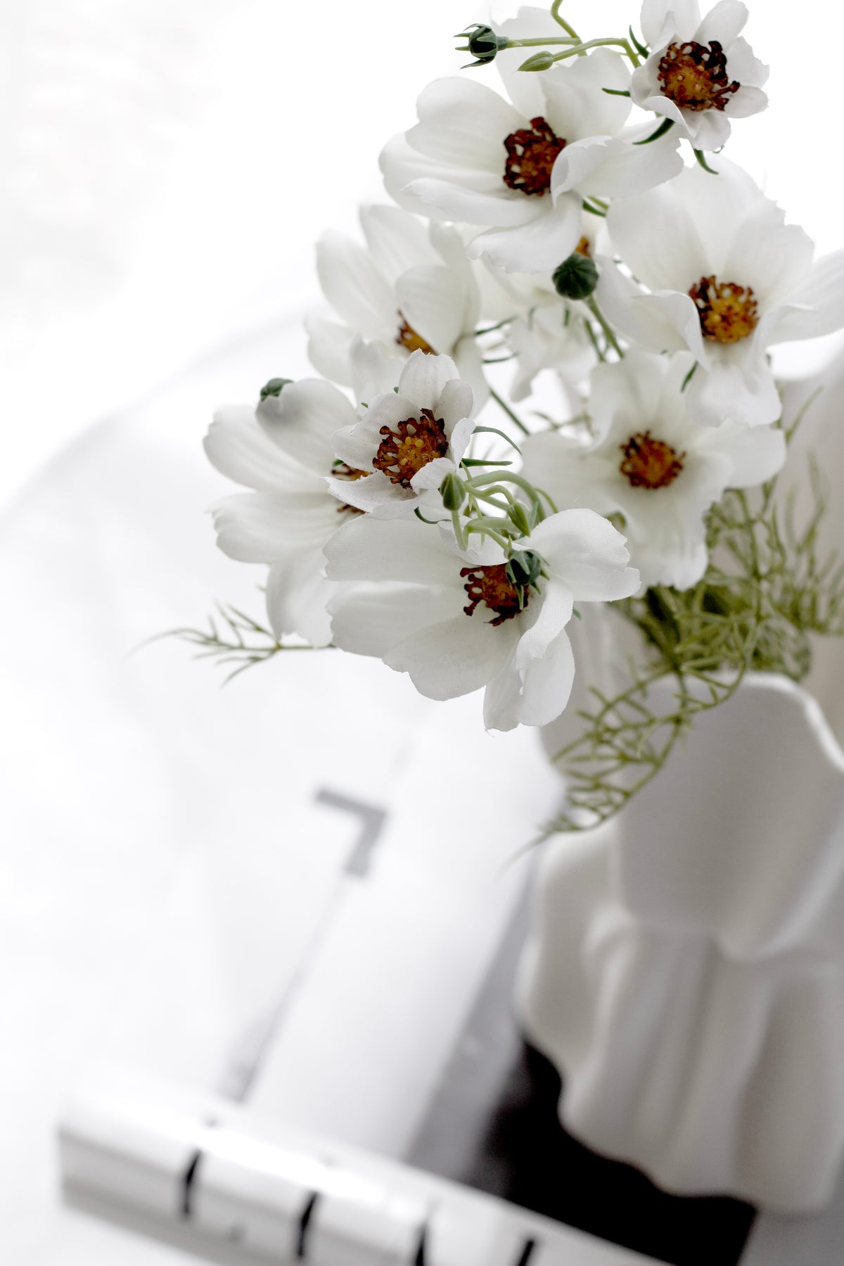 Cosmos Bunch, Pure White Faux Flower