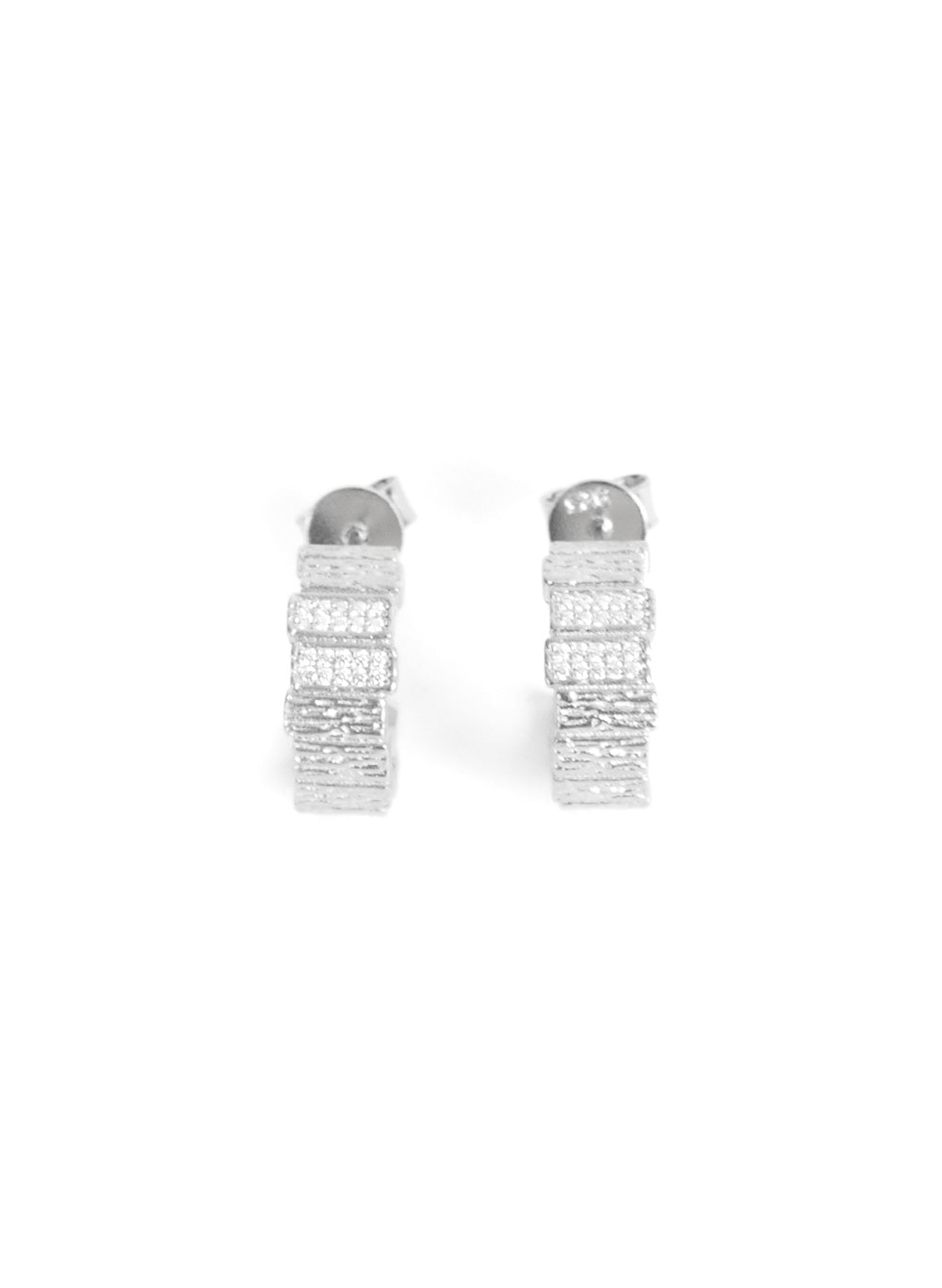 Impressions Earrings, Silver with Clear Crystals
