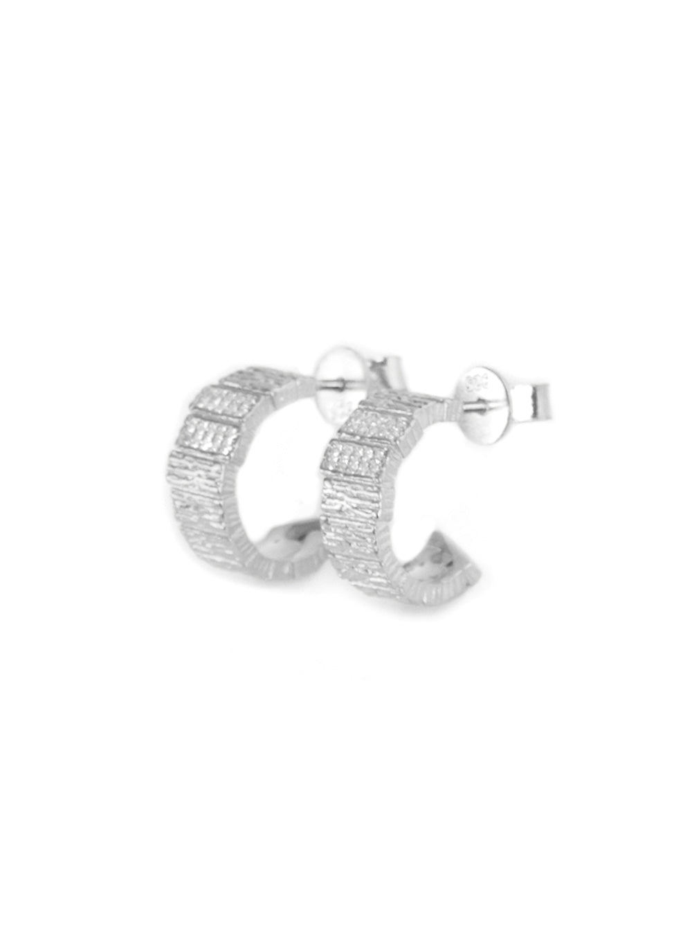 Impressions Earrings, Silver with Clear Crystals