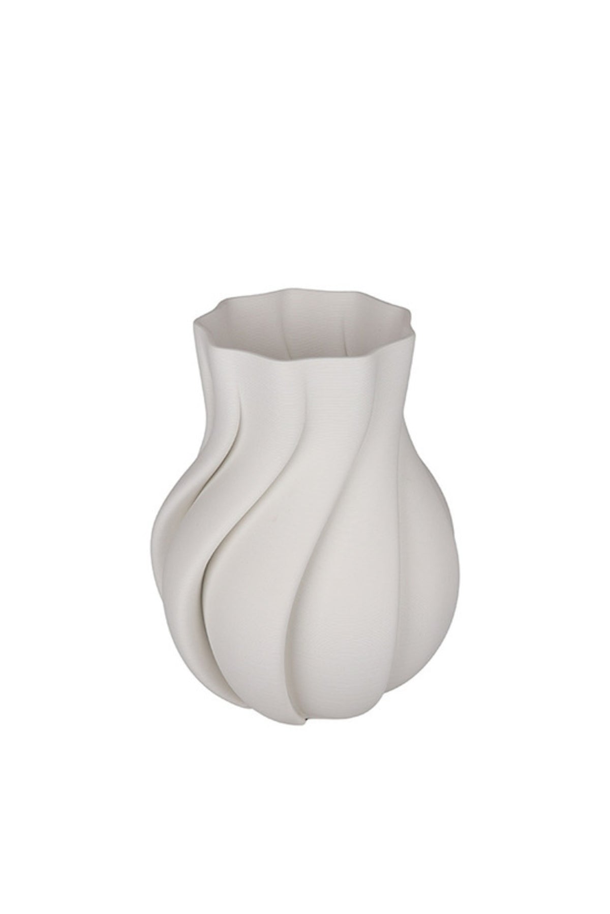Janey 3D ceramic vase in white, small 14.5cm size
