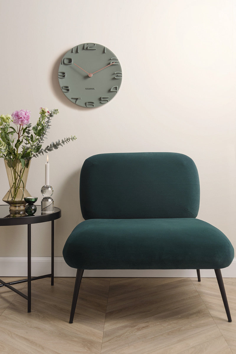 On The Edge Wall Clock - Black / White / Warm Grey / Jungle Green (42cm)