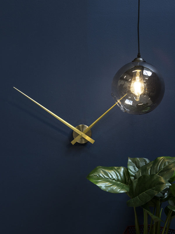Large Little Big Time Wall Clock by Karlsson in gold, close detail of the hands