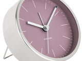 Karlsson Minimal Alarm Clock in Purple, nickel and glass silent sweep